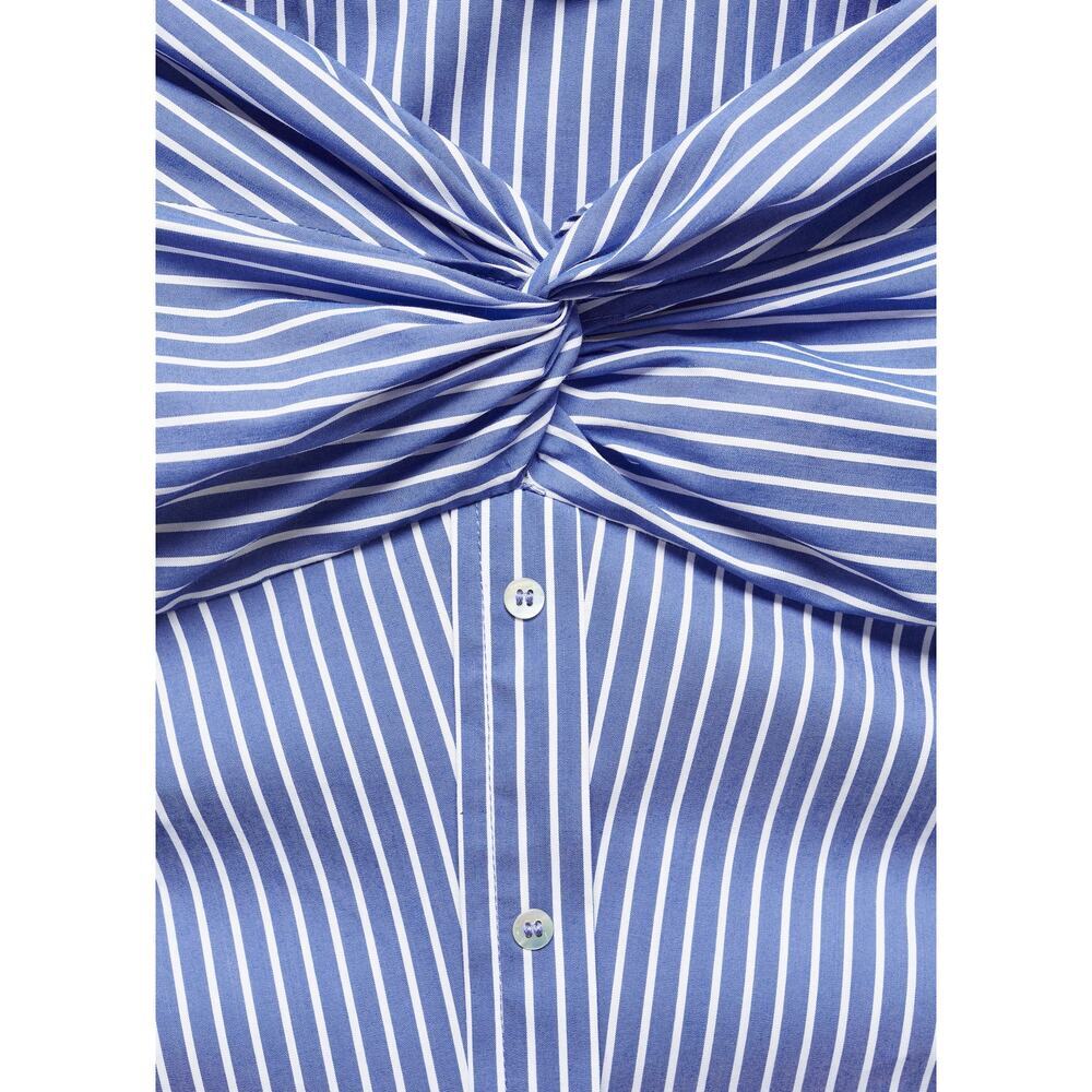 MANGO Blue White Striped Off Shoulder Midi Dress NWT Cotton Button Front - Picture 15 of 16